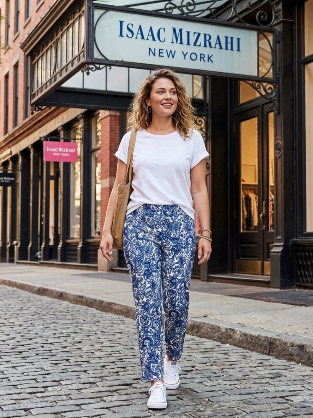 Isaac Mizrahi Live Blue Floral Pull On Pants 6